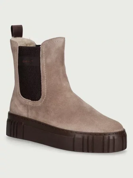 Gant ghete scurte pentru femei din piele întoarsă Snowmont maro