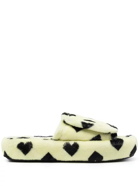 Papuci Natasha Zinko cu motiv cu inimi galben
