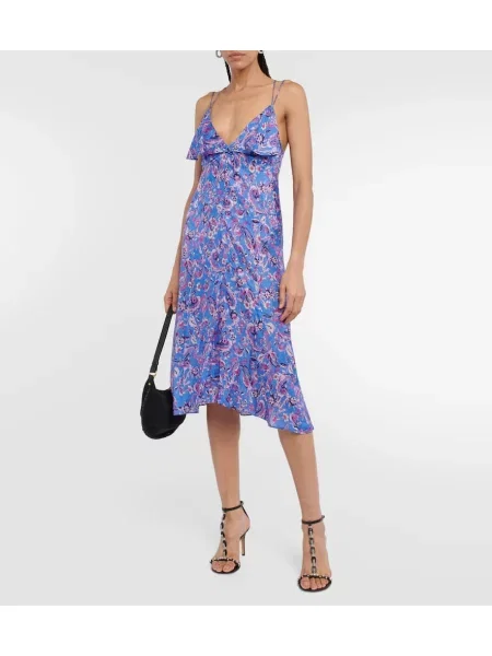 Rochie midi Isabel Marant de mătase până la genunchi de costum