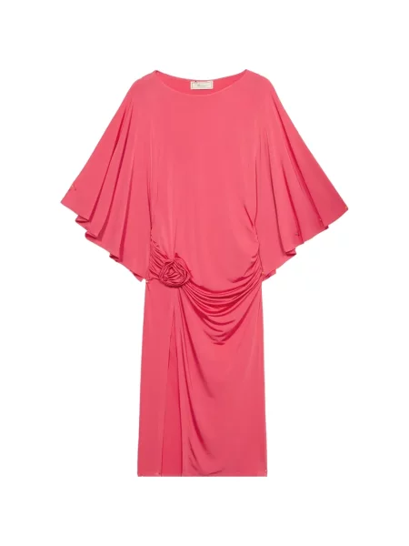 Rochie midi Blumarine cu model floral cu aplicații roz
