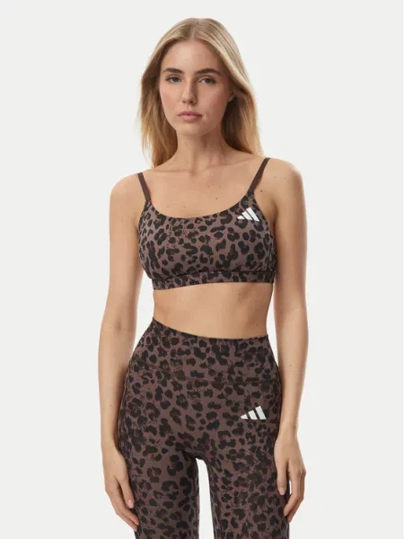 ADIDAS PERFORMANCE Sportski grudnjak Optime Essentials / svijetlosmeđa / crna / bijela smeđa