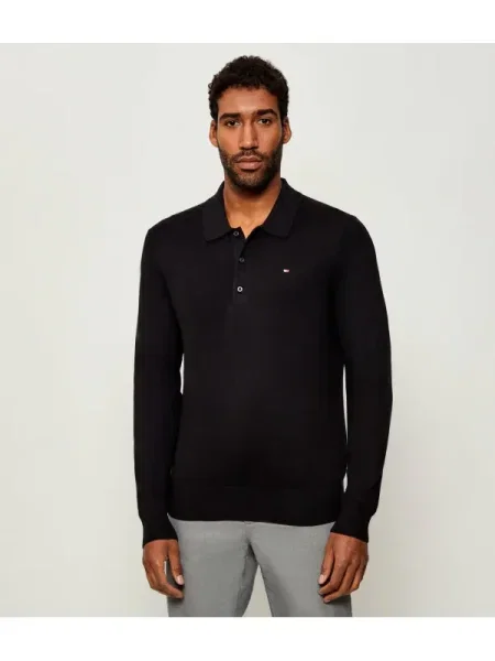 Tommy Hilfiger Polo cu adaos de cașmir negru