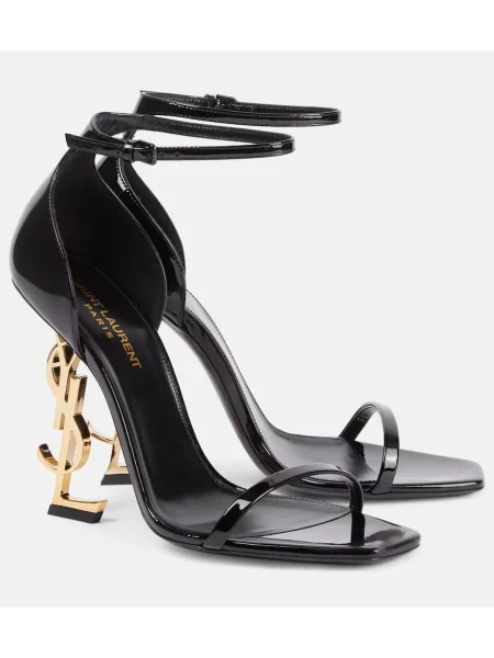 Кожени сандали Saint Laurent от лакирана кожа черно