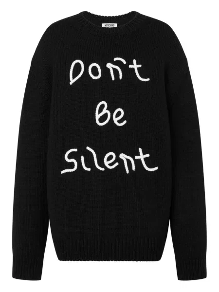 Pulover Moschino cu broderie de lână negru