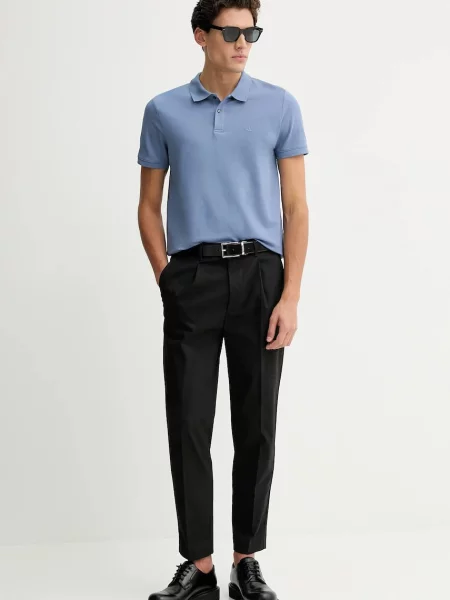 Calvin Klein polo majica z bombažem vijolična
