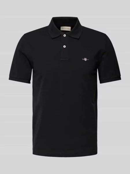 Koszulka polo o kroju slim fit z wyhaftowanym logo Gant czarne