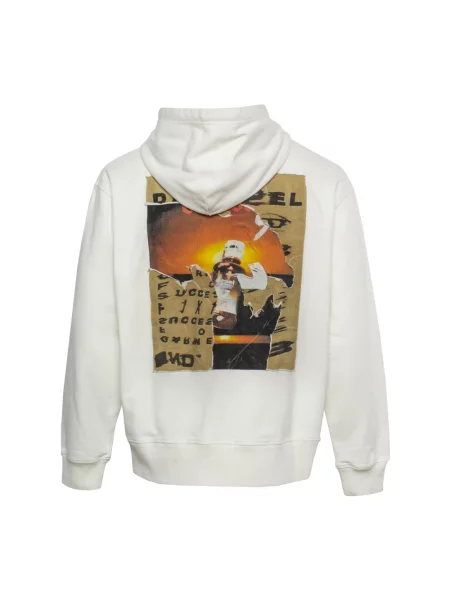 Bluza z kapturem Diesel z kapturem biała