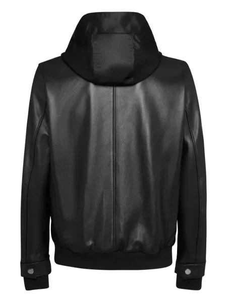 Kurtka skórzana Philipp Plein z kapturem czarna