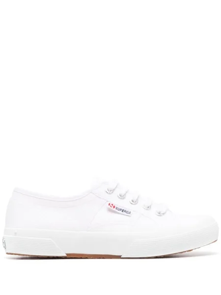 Sneakerși Superga cu șireturi din dantelă alb