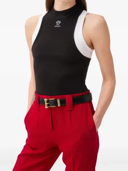 Top Versace din jerseu cu autograf negru