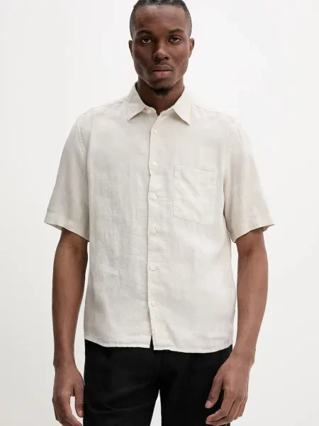 Marc O'Polo cămașă de in cu guler clasic regular bej