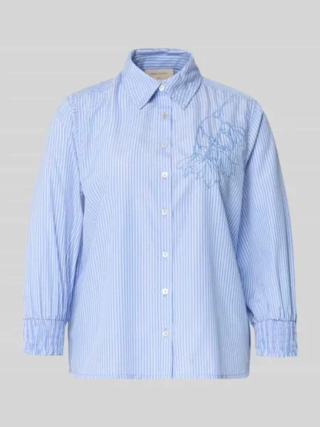 Bluzka o kroju regular fit z rękawem o dł. model EVALINA' Free/quent niebieska