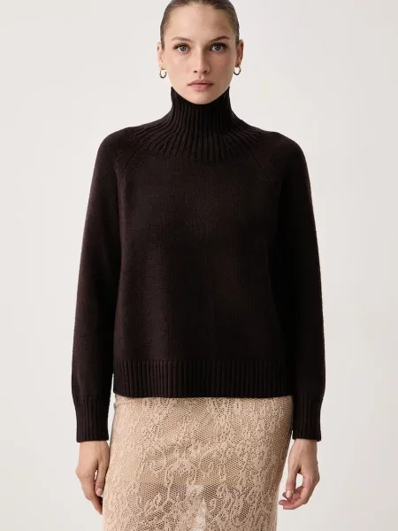 MICHAEL Michael Kors pulover cu guler înalt de damă din lână maro