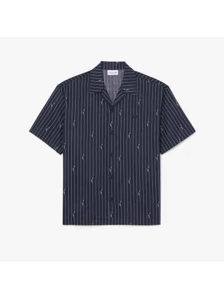 Lacoste Organiczna Koszula Z Krótkim Rękawem Relaxed Fit czarna