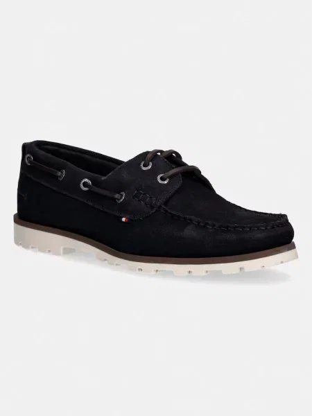 Tommy Hilfiger mokasini semišasti HILIFGER LIGHT SDE BOAT SHOE modra