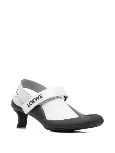 Pantofi cu toc Loewe cu bretele cu autograf alb