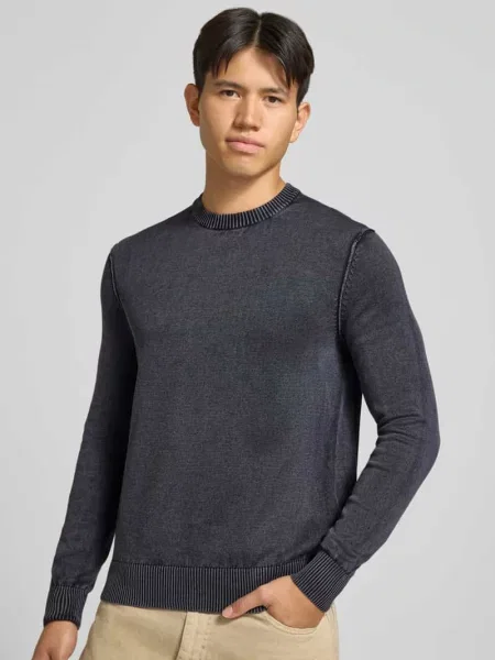 Sweter w kroju regular fit z czystej bawełny model GARSON' Only & Sons granatowy