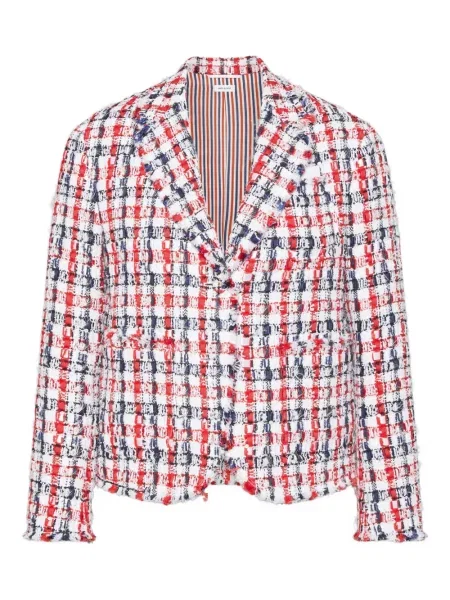 Geacă Thom Browne în carouri din tweed roșu