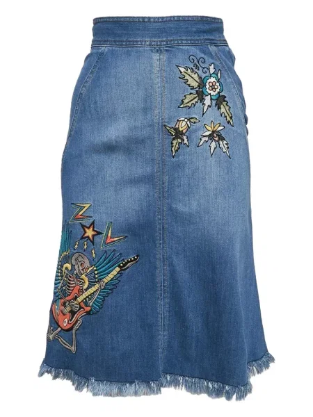 Fustă din denim Zadig&voltaire cu broderie albastru