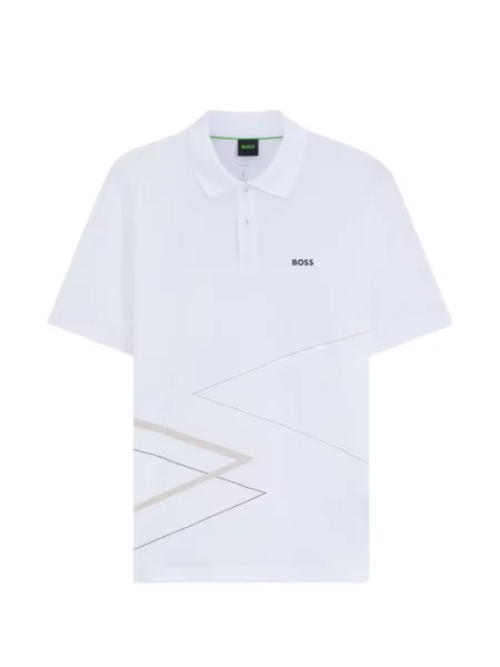 Tricou polo Boss cu imagine alb