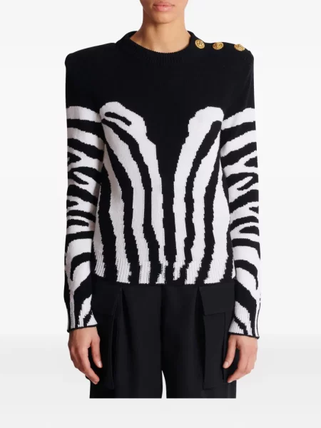 Pulover Balmain cu model zebră negru