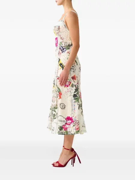 Rochie midi Camilla cu model floral cu imagine alb