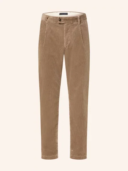 Tommy Hilfiger Manšestrové Chino Kalhoty Harlem Relaxed Tapered Fit černošedá hnědé