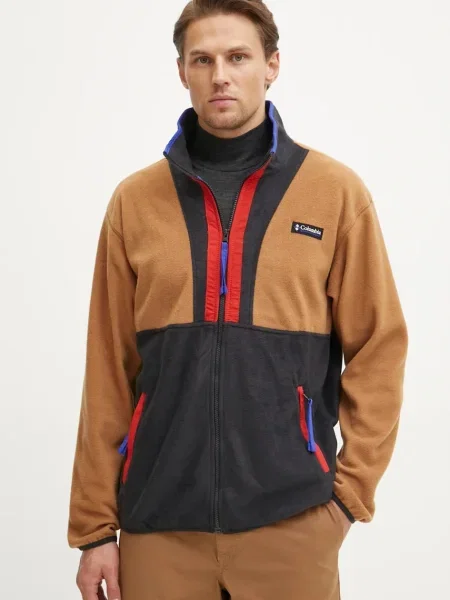 Dukserica od flisa Columbia Backbowl II Full Fleece s uzorkom smeđa