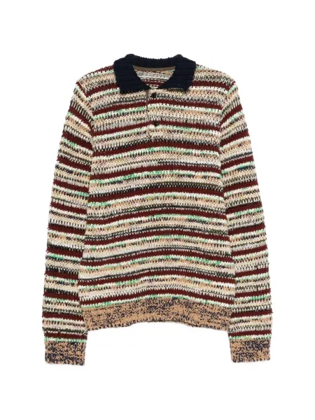 Prugasta polo majica Sacai smeđa