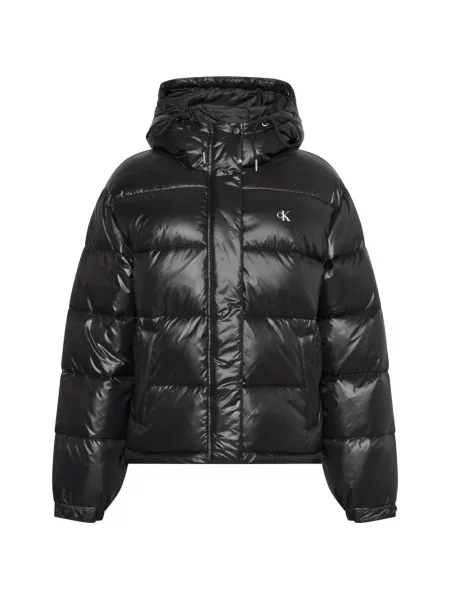 Geacă cu puf Calvin Klein cu glugă negru
