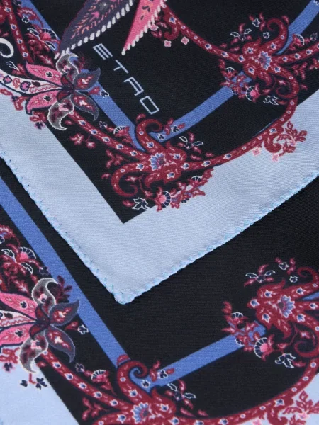 Fular Etro de mătase cu imagine cu model paisley negru