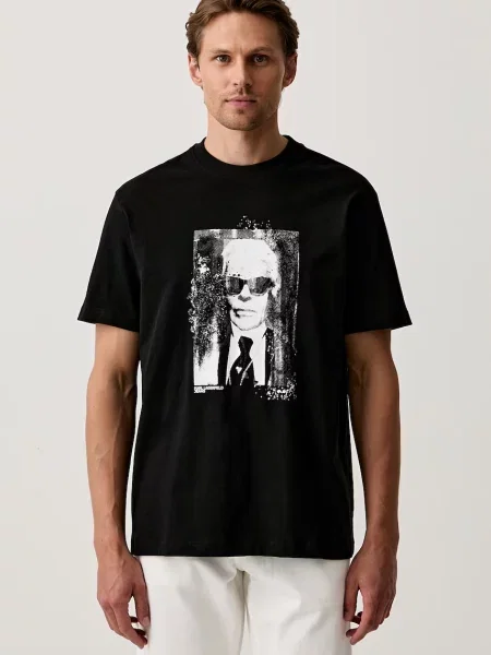 KARL LAGERFELD JEANS Tricou gri închis alb negru