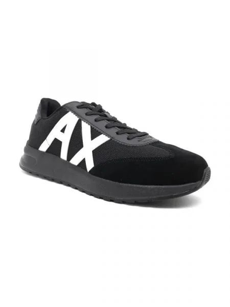 Armani Exchange Sneakers cu adaos de piele negru