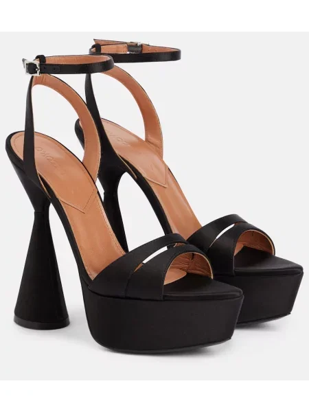 Sandale D'accori din satin cu platformă negru