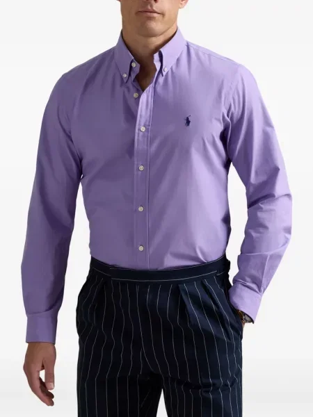 Haftowana koszulka polo Polo Ralph Lauren w paski ze sznurkiem niebieska