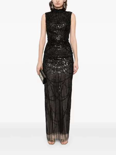 Rochie Saiid Kobeisy cu mărgele de costum negru