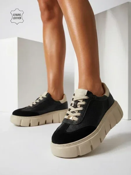 Botine Resti din piele negru