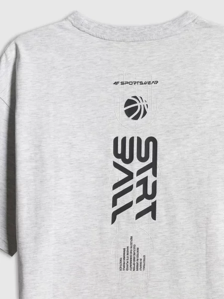 T-SHIRT 4F KOSZULKA SPORTOWA Z NADRUKIEM szara