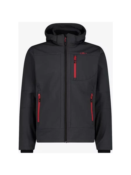 Kurtka CMP Zip Hood Softshell ciemnoszara czerwona 52 szara