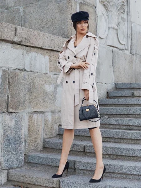 Тренч MilaNova бавовна/віскоза бежевий