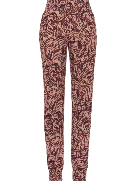 VIVANCE Pantaloni de pijama bej / portocaliu / roșu ruginiu negru