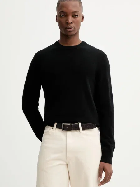 Кашмирен пуловер Calvin Klein мъжки от лека материя черно