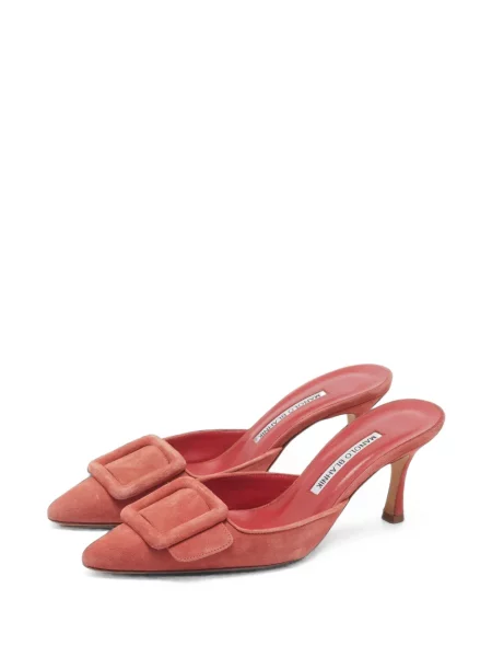 Papuci tip mules Manolo Blahnik cu cataramă roșu