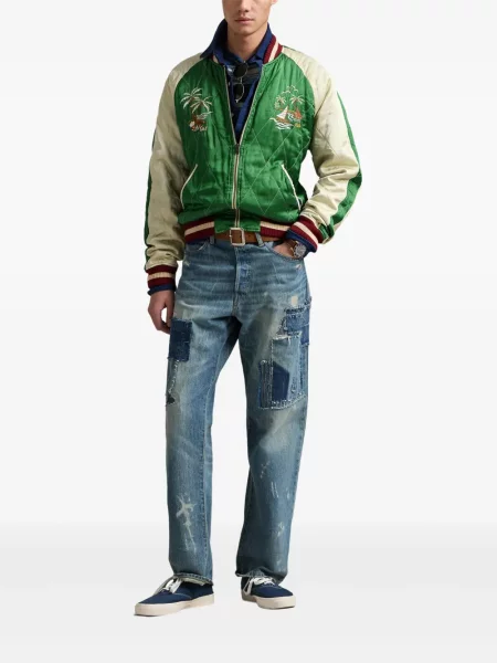 Siuvinėtos zomšinės pledinės maudymosi kelnaitės Polo Ralph Lauren mėlyna