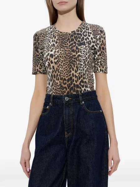 Tricou Ganni cu imagine cu model leopard
