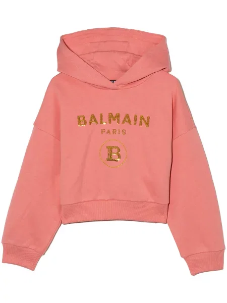 Bluza z kapturem dziecięca Balmain różowa