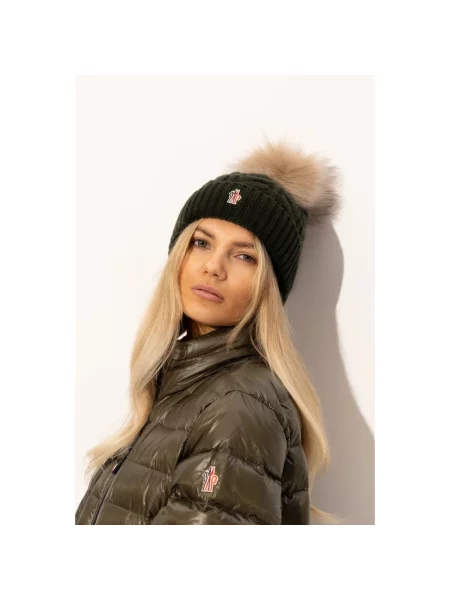 Czapka Moncler wełniana zielona