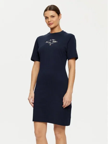 Tommy Hilfiger Rochie de zi Short Sleeve Short Dress Bleumarin alb