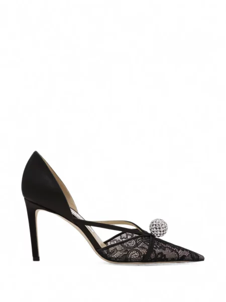 Pantofi cu toc Jimmy Choo din dantelă negru