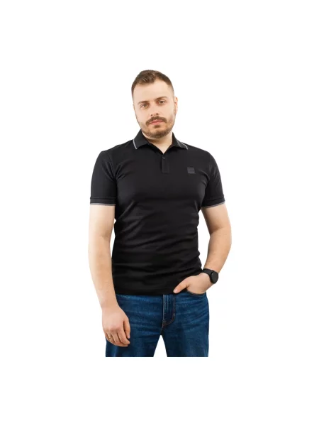 Haftowana koszulka polo Boss Orange z krótkim rękawem czarna
